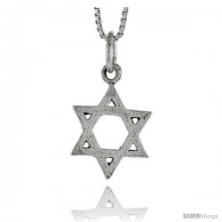 Sterling Silver Star of David Pendant, 5/8 in tall