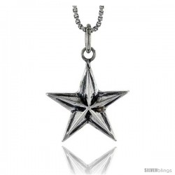 Sterling Silver Star Pendant, 3/4 in tall