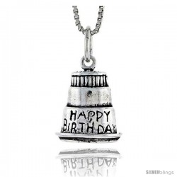 Sterling Silver 3-layer Birthday Cake Pendant, 1/2 in tall