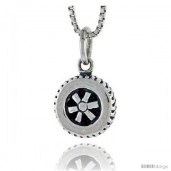 Sterling Silver Wheel Pendant, 1/2 in tall