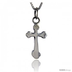 Sterling Silver Budded Cross Pendant, 7/8 in long