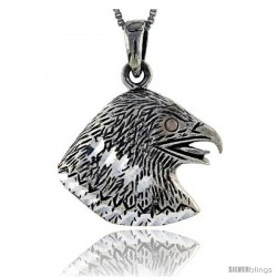 Sterling Silver Eagle Head Pendant, 1 1/4 in tall