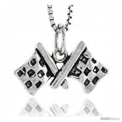 Sterling Silver Checkered Flags Pendant, 3/8 in tall