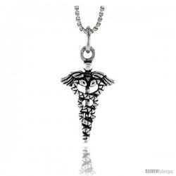 Sterling Silver Caduceus (Medical Symbol) Pendant, 3/4 in tall