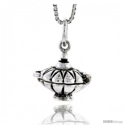 Sterling Silver Soup Kettle Locket Pendant, 1/2 in tall