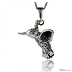 Sterling Silver Hummingbird Pendant, 1 1/8 in tall