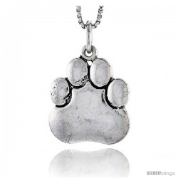 Sterling Silver Bear Paw Pendant, 3/4 in tall