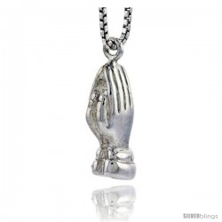 Sterling Silver Praying Hands Pendant, 5/8 in tall