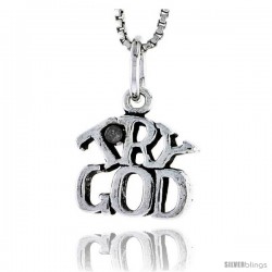 Sterling Silver Try God Talking Pendant, 1/2 in tall
