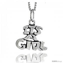 Sterling Silver It's a Girl Talking Pendant, 1/2 in tall