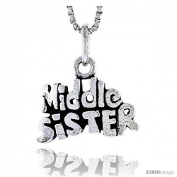 Sterling Silver Middle Sister Talking Pendant, 1/2 in tall