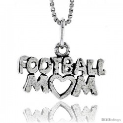 Sterling Silver Football Mom Talking Pendant, 3/8 in tall