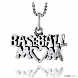 Sterling Silver Baseball Mom Talking Pendant, 1/2 in tall