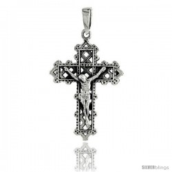 Sterling Silver Crucifix Pendant, 1 3/8 in tall -Style Pa1936