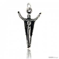 Sterling Silver Resurrected Jesus Christ Pendant, 7/8 tall