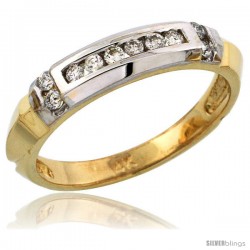 14k Gold Ladies' Diamond Band w/ Rhodium Accent, w/ 0.19 Carat Brilliant Cut Diamonds, 5/32 in. (4mm) wide