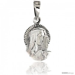 Sterling Silver Blessed Virgin Mary Pendant, 3/4 in tall