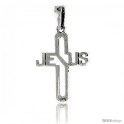 Sterling Silver Jesus Cross Pendant, 1 in tall