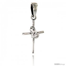 Sterling Silver Cross w/ Praying Hands Pendant, 3/4 in tall