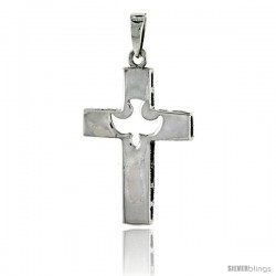 Sterling Silver Dove Cross Pendant, 1 1/4 in tall
