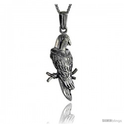 Sterling Silver Parrot Pendant, 1 5/8 in tall