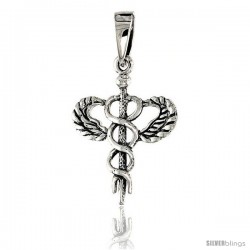 Sterling Silver Caduceus (Medical Symbol) Pendant, 1 in tall -Style Pa1952