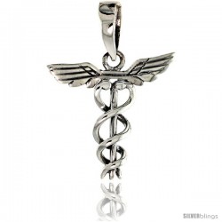 Sterling Silver Caduceus (Medical Symbol) Pendant, 3/4 in tall -Style Pa1954