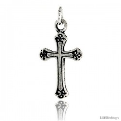 Sterling Silver Cross Fleury Pendant, 3/4 in tall -Style Pa1957