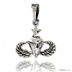 Sterling Silver U.S. SENIOR PARATROOPER Pendant, 3/4 in tall