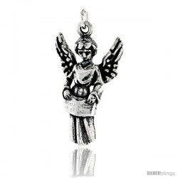 Sterling Silver Guardian Angel Pendant, 1 in tall