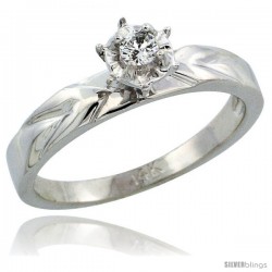 14k White Gold Diamond Engagement Ring w/ 0.07 Carat Brilliant Cut Diamonds, 1/8 in. (3.5mm) wide