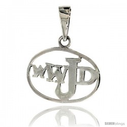 Sterling Silver Encircled WWJD Pendant, 1/2 in tall