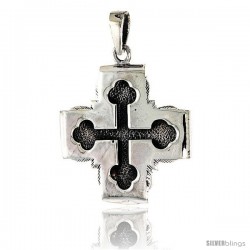 Sterling Silver Budded Cross Pendant, 1 1/4 in tall