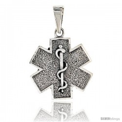 Sterling Silver Star of Life Medical Alert Pendant, 3/4 in tall