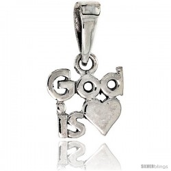 Sterling Silver God is Love Talking Pendant, 1/2 in tall