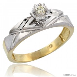 Gold Plated Sterling Silver Diamond Engagement Ring, 3/16 in wide