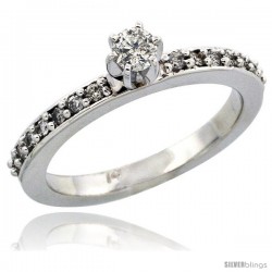 14k White Gold Diamond Engagement Ring w/ 0.34 Carat Brilliant Cut Diamonds, 3/32 in. (2mm) wide