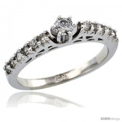 14k White Gold Diamond Engagement Ring w/ 0.43 Carat Brilliant Cut Diamonds, 3/32 in. (2.5mm) wide