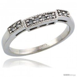 14k White Gold Ladies' Diamond Ring Band w/ 0.10 Carat Brilliant Cut Diamonds, 1/8 in. (3mm) wide