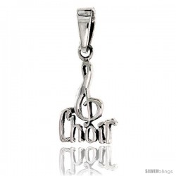 Sterling Silver G-Clef Choir Talking Pendant, 3/4 in tall