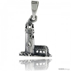 Sterling Silver Light House Pendant, 3/4 in tall