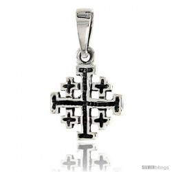 Sterling Silver Jerusalem Cross Pendant, 1/2 in tall