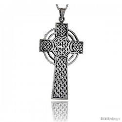 Sterling Silver Celtic Cross Pendant, 1 7/8 in long