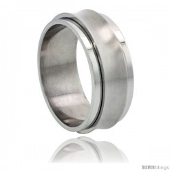 Surgical Steel Concaved Spinner Ring 9mm Wedding Band Matte Center