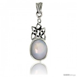 Sterling Silver Celtic Knot Pendant w/ Mother of Pearl Pendant, 1 in