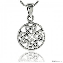 Sterling Silver Celtic Knot Hearts Pendant, 3/4 in