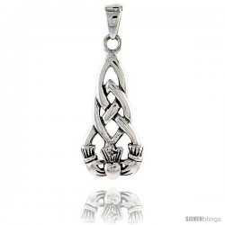 Sterling Silver Celtic Knot / Claddagh Pendant, 1 1/8 in