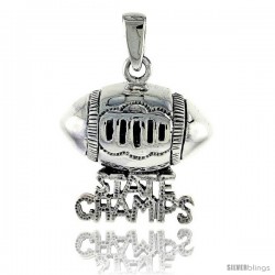Sterling Silver State Champs Football Talking Pendant, 3/4 in tall
