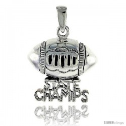 Sterling Silver State Champs Football Talking Pendant, 3/4 in tall