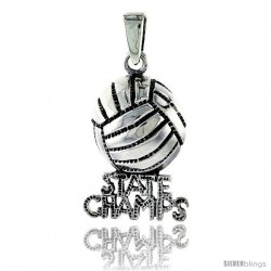 Sterling Silver State Champs Volleyball Talking Pendant, 7/8 in tall